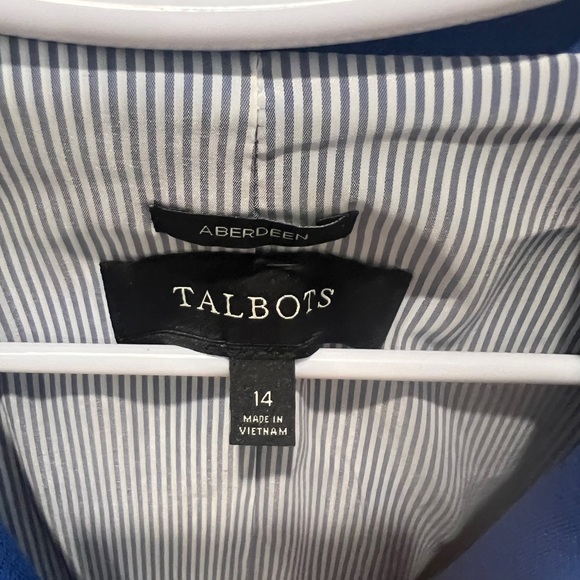 Talbots size 14 Blue Blazer with Black Trim - Picture 2 of 9